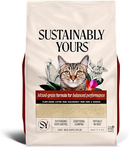 Sustainably Yours Natural Cat Litter, Mixed-Grain Formula, Exceptional Clumping & Odor Control, Virtually No Dust, Easy to Scoop, Corn & Cassava Plant-Based, Unscented, 10 lbs (Pack of 2) - Image 2