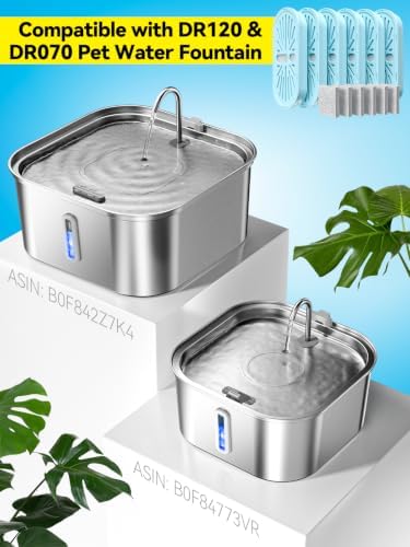 Large Dog Water Fountain 14L/3.7Gal, Stainless Steel Pet Fountain for Large Dogs and Multi-Pets, with Window & Extra Wide Drinking Area, Square Design Enlarges Capacity & Saves Space (6 Newly Filters) - Image 3