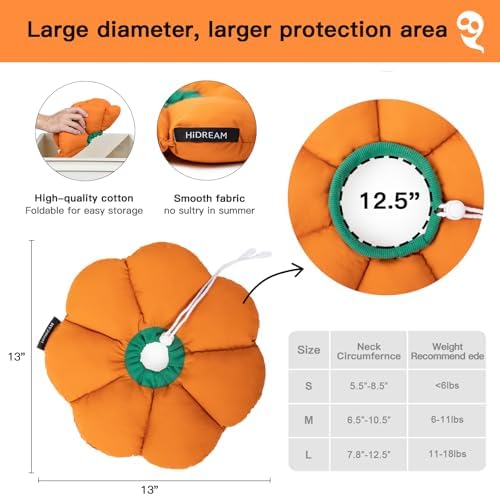 Cat Cone Collar,Cute Waterproof Recovery Collar,Anti-Bite Lick Wound Healing Safety Elizabethan e Collar for Cats,Orange Pumpkin Cat Halloween Costume - Image 5