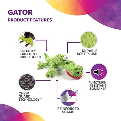 TrustyPup Tough 'N Fun Checker Gator Squeaky Plush Dog Toy, Chew Guard Technology - Green, Large (71147) - Image 4