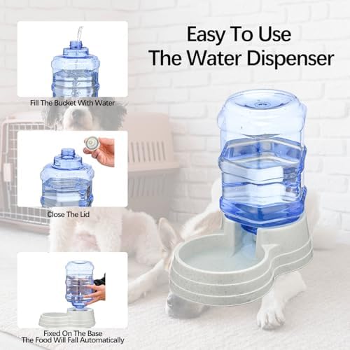 2 Pack 3.5L Automatic Gravity Pet Feeder and Water Dispenser Set, Large Capacity Automatic Dog Feeder and Dog Water Dispenser for Small Medium Dog Pets Puppy Kitten - Image 6