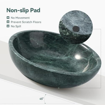 Natural Marble Cat Bowl, Weighted 1.5lb Cat Food Bowl for Cat and Small Dog, Small Animal Pet Food Dish Non-Slip, Shallow Dish for Whisker Fatigue Relief, Premium Green Stone for Home Decor - Image 6