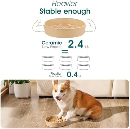 vancasso Ceramic Slow Feeder Dog Bowl, 1.5 Cup Puzzle Dish for Medium Breed - Image 4