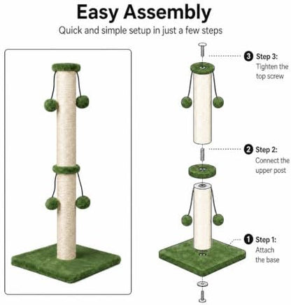 Dimaka Cat Scratching Post, Cat Scratcher for Large Cats with Teasing Toy Ball (Green, 29 inches for All Cats) - Image 3