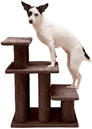 Furhaven Steady Paws Multi-Step Pet Stairs for High Beds & Sofas - Brown, 3-Step by FurHaven