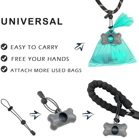 Dog Poop Pickup Bags Holder Dispenser with Standard-Sized Leak-Proof Scented Doggy Waste Bags and Carabiner with Safety Lock&Fastener Never Loose on Leash Lead Again (2 Holders 30 Bags, Grey) - Image 4