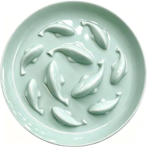 Slow Feeder Bowl for Cats and Small Dogs,Cilkus Fish Pool Design, Fun Interactive Bloat Stop Puzzle Feeder Bowl Healthy Eating Diet Made of Melamine Food Grade Material by Cilkus