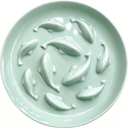 Slow Feeder Bowl for Cats and Small Dogs,Cilkus Fish Pool Design, Fun Interactive Bloat Stop Puzzle Feeder Bowl Healthy Eating Diet Made of Melamine Food Grade Material by Cilkus