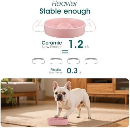 vancasso Ceramic Slow Feeder Dog Bowl, 0.6 Cup Puzzle Dish for Small Breeds - Image 4