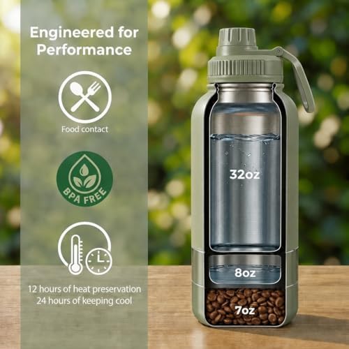 RYNVALE 32oz Insulated Stainless Steel Pet Water Bottle with Dog Bowl - Image 3