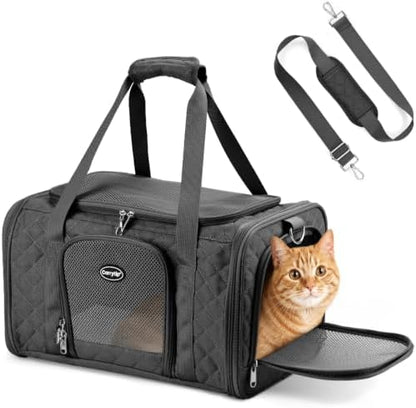 Cat Carrier Airline Approved, Soft Pet Carrier, 17x11x9.5 in, Black by Carrytip