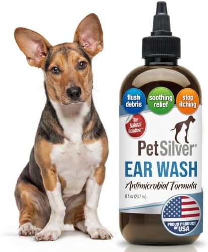 PetSilver Natural Ear Wash Cleaner for Dogs & Cats, Infections, 8 fl oz by PetSilver