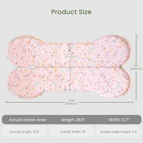 PWTAA Dog Food Mat Anti-Slip Silicone Dog Bowl Mat Thicker Pet Placemat Waterproof Cat Feeder Pad with Raised Edge Puppy Kitten Feeding Mats Suitable Small Medium-Sized Dogs Cats Eating Tray - Image 2