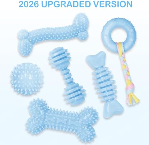 Puppy Toys, 6 Pack Dog Chew Toys for Puppy, Cute Blue Small Dog Toys, Teething Toys for Puppies, Soft Durable Interactive Chew Toy for Small Dogs - Image 6