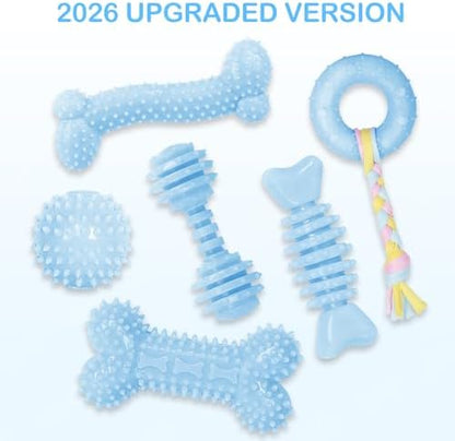 Puppy Toys, 6 Pack Dog Chew Toys for Puppy, Cute Blue Small Dog Toys, Teething Toys for Puppies, Soft Durable Interactive Chew Toy for Small Dogs - Image 6