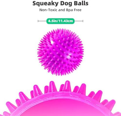 2 Pack 4.5” Squeaky Dog Balls for Large and Medium Dogs, Spiky Dog Toy Balls for Aggressive Chewers - Image 2