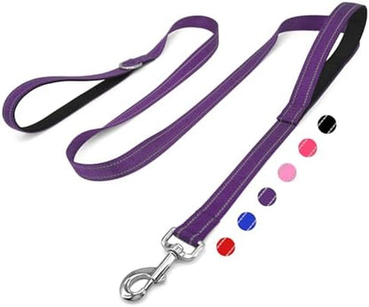 6 FT Purple Nylon Reflective Dog Leash for Medium Dogs with 2 Padded Handle by Unknown