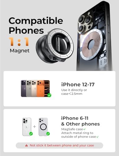 LISEN for MagSafe Car Mount [3800gf Strong Magnet&90+LBS Suction] 360 Adjustable Vacuum Magnetic Phone Holders for Your Car, for iPhone 18 Pro Max 17 16 15 14 13 12 Plus Air for Shower All Smartphone - Image 5