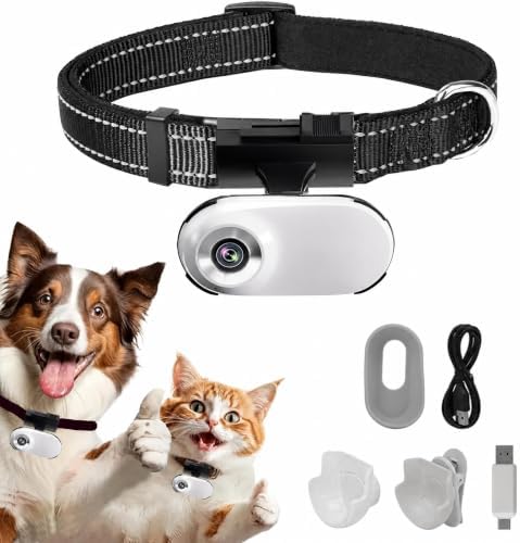 HD 1080P Cat POV Camera Collar with Video Record, Mini Small Sports Video Cameras, Body Cam Outdoor/Inoor No WiFi, Unique Pet Supplies Gift for pet Owners, Dog Moms, cat dads, Ideal Gift by ehomful