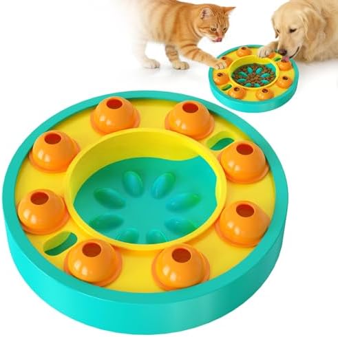 Dog Food Puzzle Toys Interactive Game Toy for IQ Training Enrichment Dog Food Puzzle Slow Feeder for Small, Medium Dogs and All Cats (Blue Bowl) by Whiskopia