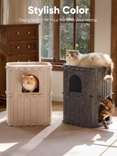 FUKUMARU Cat House for Indoor Cats, Warm Felt Cat Bed, Scratch Resistant - Image 6