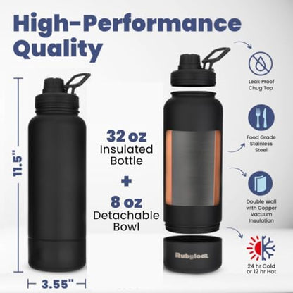 Rubyloo Dog Water Bottle with Detachable Bowl for Dog Lovers, Solid Black - Image 4