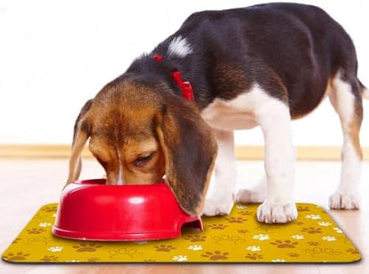Dog Food Mat, Absorbent Water Bowl Mats Cat Pet Feeding Placemats Yellow 24 * 16 inch - Image 6