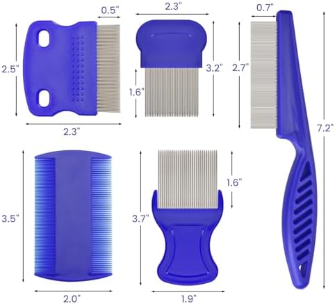 Flea Comb for Cats Dogs, 6 Pack Pet Lice Comb Set Pet Grooming Pets for Small, Medium & Large Pets (Blue) - Image 6