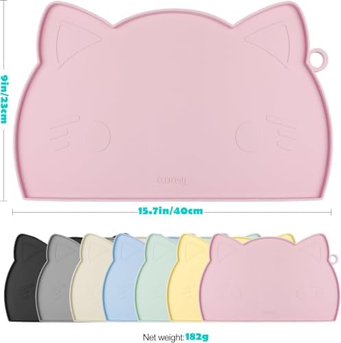 Coomazy Cat Food & Water Mat Thicker Non-Slip Silicone Mat with Raised Edge - Image 2