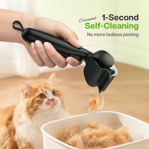 Self-Cleaning Deshedding Dog Cat Brush, Thick Double Coat Undercoat Rake - Image 2