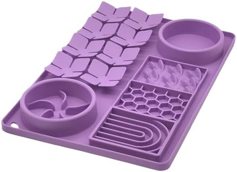 Slow Feeder Bowl, Silicone Lick Mat with Suction Cups for Dog Cat, Snuffle Mat for Pet Smell Training, Puzzle Toys for Bored Puppy, Interactive Sniff Mat for Slow Eating and Keep Busy, Purple by Unknown