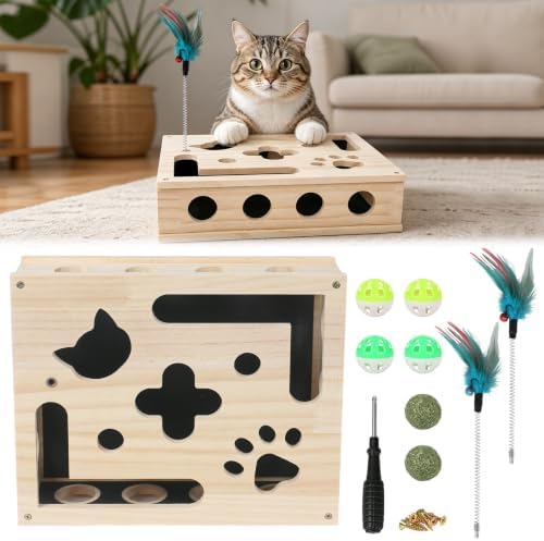 Cat Scratch Puzzle Enrichment Box,Cat Claw Care,Stress-Free Trimming Nails by GAYISIC