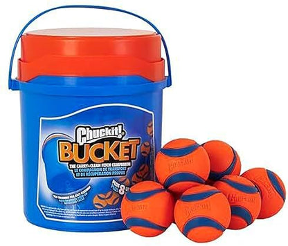 Chuckit! Ultra Ball Dog Toy with Cleaning Bucket, Medium 2.5-in, 8-Pack by Chuckit