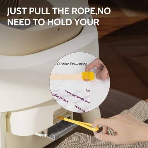 60 Count Automatic Cat Litter Box Liners - Compatible with Petpivot Autoscooper 11, Drawstring Design, Heavy Duty & Leak-Proof, Replacement Waste Bags（27.56"×16.14"） - Image 4