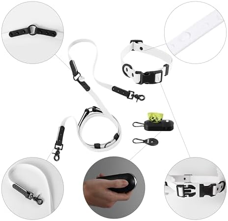WLK1005F-5SET Luna Medium 8FT Adjustable 6-in-1 Waterproof Hands-Free Leash and Collar with LED Flashlight, Bag Dispenser, and Poop Bag Holder, Seltzer - Image 4