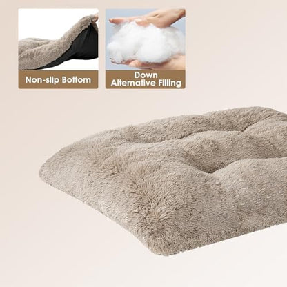 EHEYCIGA Fluffy Dog Crate Bed, Plush Extra Large Plus Dog Pillow, Taupe - Image 3