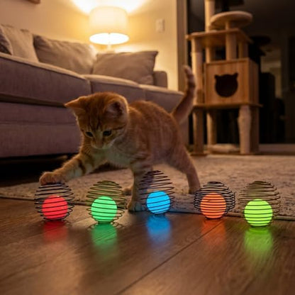 Jecery 5 Pcs Cat Toys Spring,Glow Ball,Multicolor - Image 4
