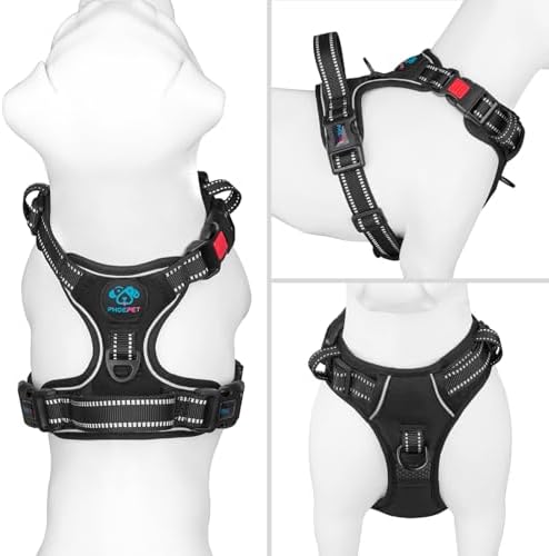 PHOEPET No Pull Dog Harness Medium Reflective Front Clip Vest with Handle - Image 2