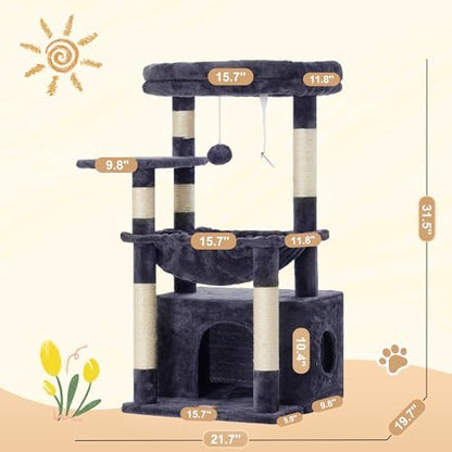 Heybly Cat Tree, Kitten Tower with Large Soft Cat Basket HCT008SG - Image 6