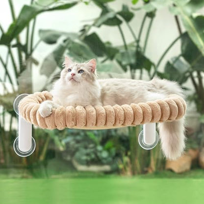 Sunhoo Foldable Cat Window Perch, Large Suction Cup Kitty Hammock, Tan by Sunhoo