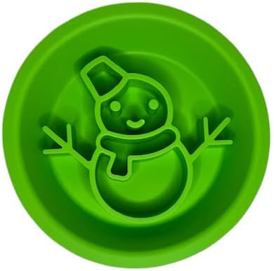 Snowman/Christmas 2-in-1 Silicone Slow Feeder & Licking Mat - BPA Free, Dishwasher Safe, 500ml Capacity, Perfect for Dogs & Cats (Christmas Green)