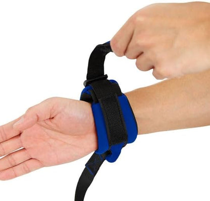 Gooby Neoprene Wrist Band Sport Leash - Blue, 6 FT - Comfortable Hands Free Leash with Elastic Band for Small, Medium and Large Dogs