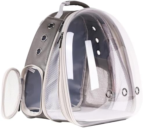 Front Extension Cat Backpack Carrier Cage for Large Cat, Up to 20 Pounds, Synthetic Leather Space Capsule Clear Bubble Window, Pet Carry Transport Book Bag - Image 5
