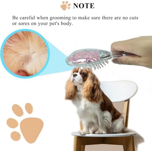Small Soft Dog Grooming Brush Pet Massage Hair Brush-Glitter Pink - Image 6