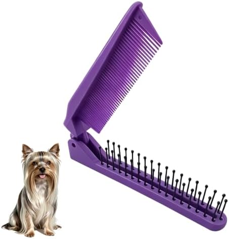 Folding Small Dog Grooming Brush (Purple) by MAEELOU