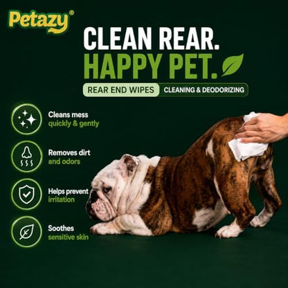 Petazy XL Rear End & Butt Pet Wipes for Dogs & Cats, Unscented, 72ct - Image 3