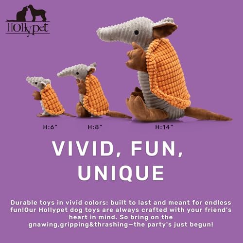 Hollypet Armadillo Squeaky Dog Toys for Medium Large Dogs, 14" - Image 2