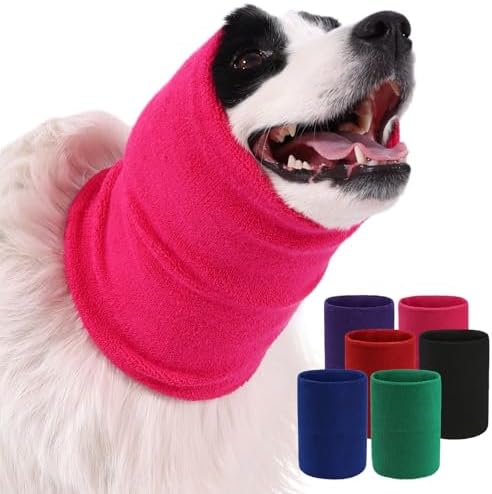 Dog & Cat Calming Band Cat Anxiety Relief Cover,Double Layer Thickened Pet Ears Elastic Neck Band Noise Cancelling Ear Muffs for Anxiety Relief/Noise Protection,Grooming,Thunder,Fireworks by Spajoy