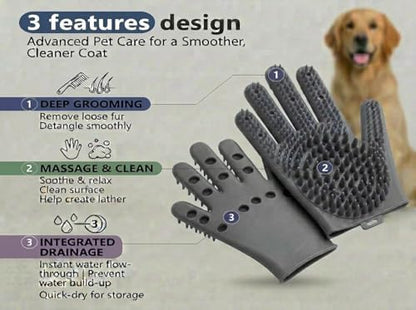 Pet Grooming Gloves for Cats & Dogs – Silicone Hair Removal Glove for Bathing, Shedding & Massage – Gentle Mitt for Long & Short Hair Pets with Drainage System - Image 2