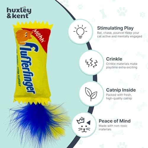 Huxley & Kent Plush Crinkle Catnip Cat Toy, Flufferfinger - Image 4